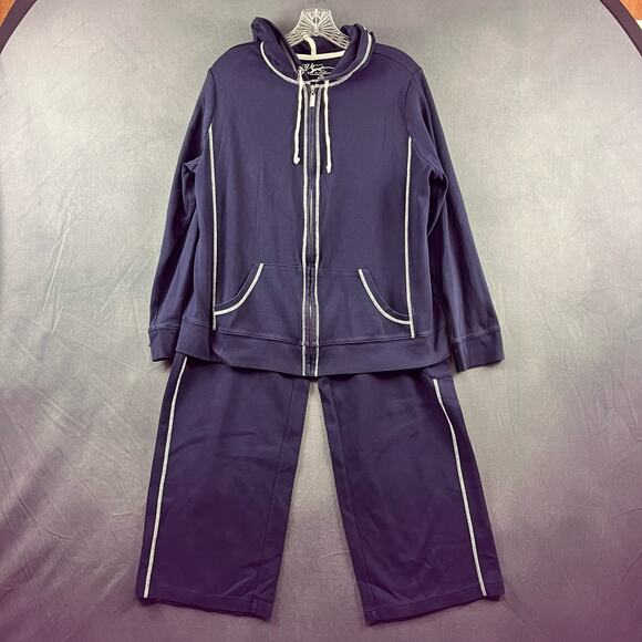 V Sport by Venezia Womens 14/16 Hooded Track Suit Athletic Wide Leg Plus Size - Picture 3 of 13